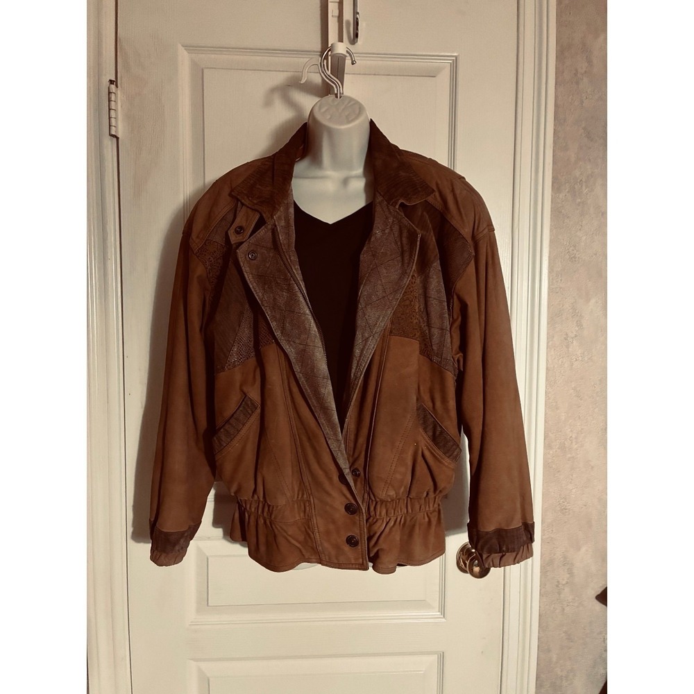 80s Winlit Patchwork Leather & Suede Bomber Jacket